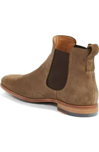 Handmade Beige Suede Chelsea Boots for Men