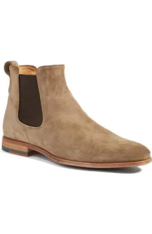 Handmade Beige Suede Chelsea Boots for Men