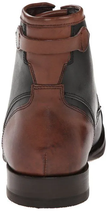 Handmade Black and Brown Lace-Up Cap Toe High Ankle Boots