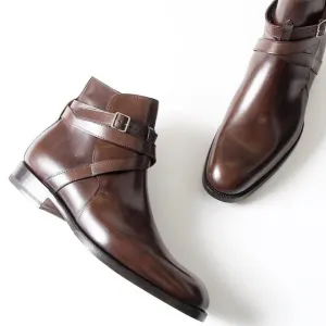Handmade Brown Leather Jodhpurs Boots for Men