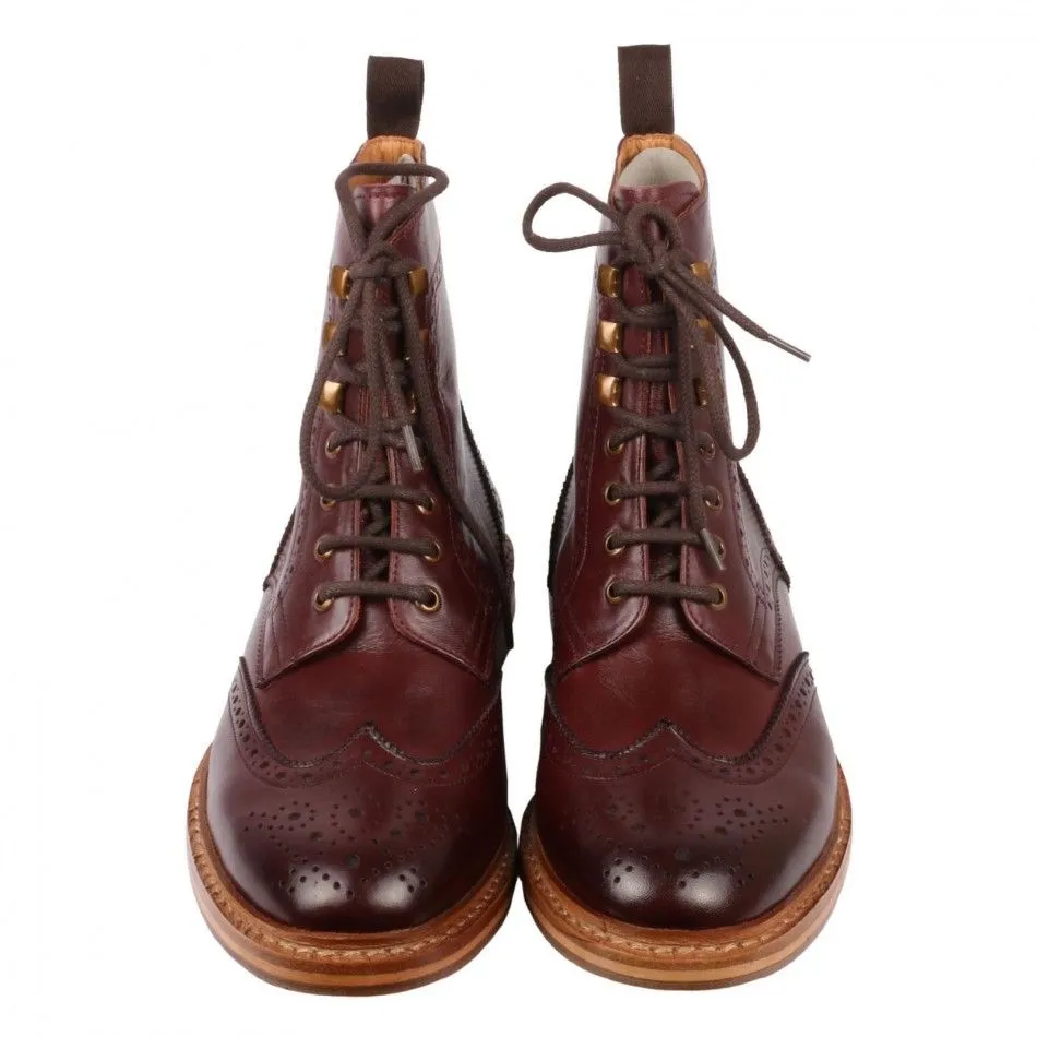 Handmade Maroon Ankle High Leather Boots for Men