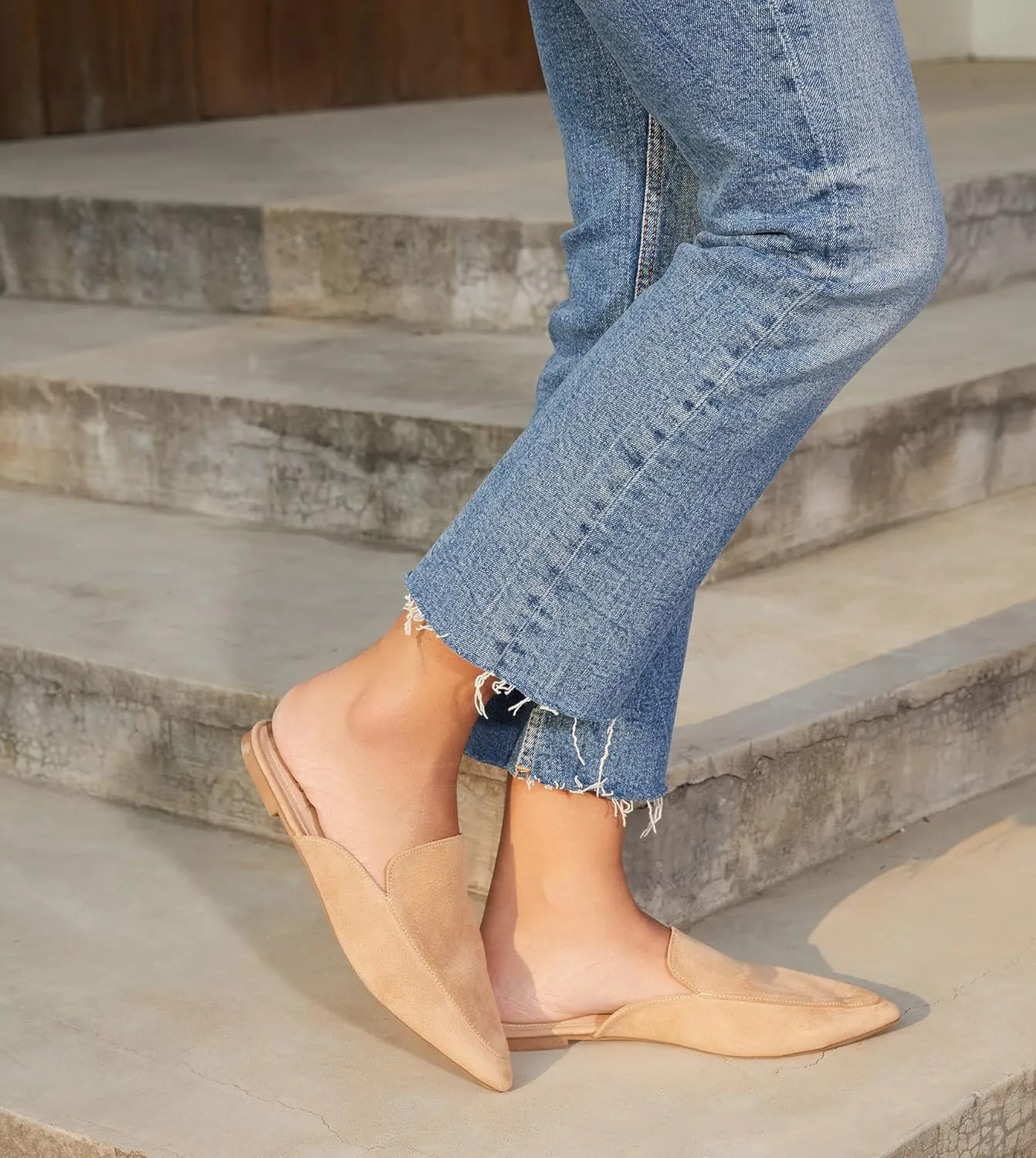 Hawkwell Women's Backless Slip on Slides Comfortable Loafer Shoes Flats Pointed Toe Mules