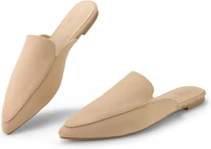 Hawkwell Women's Backless Slip on Slides Comfortable Loafer Shoes Flats Pointed Toe Mules