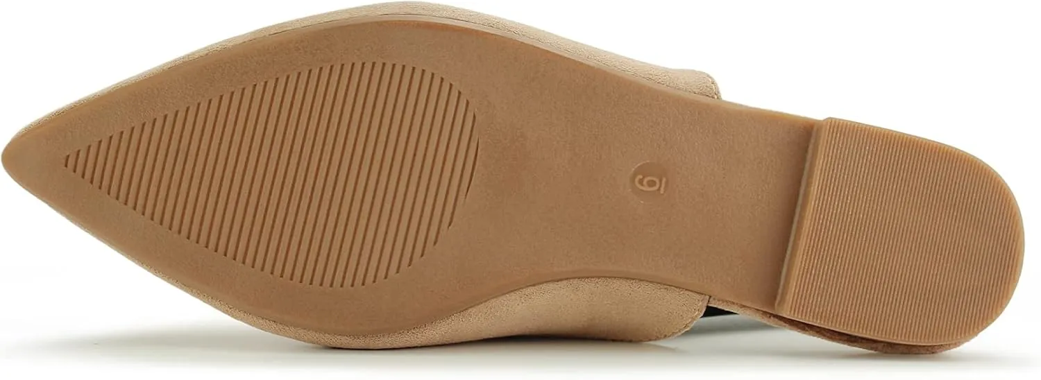 Hawkwell Women's Backless Slip on Slides Comfortable Loafer Shoes Flats Pointed Toe Mules