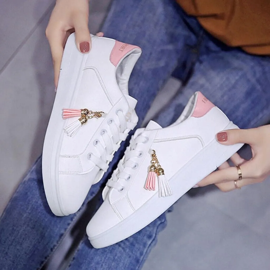 Hbeylia Leather Fashion Sneakers For Women Casual Lace Up Low Top Play Sneakers Platform Wedge Slip On Loafers Canvas Shoes Anti Slip Walking Running Shoes For Girls Work Nurse Outdoor Sports