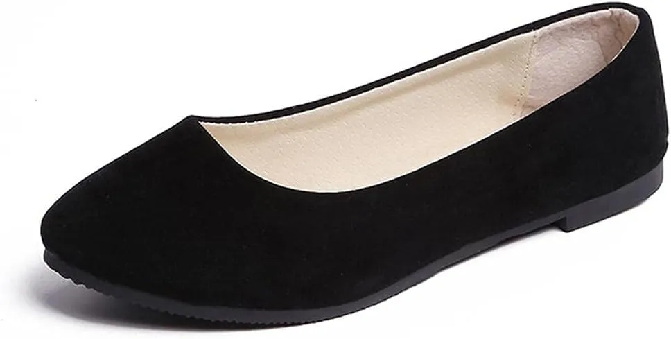 Hbeylia Women'S Square Toe Slip On Flats Fashion Casual Leather Chunky Low Heels Ballet Flats Wide Comfortable Walking Shoes Slip-On Loafers Dress Oxfords For Women Ladies