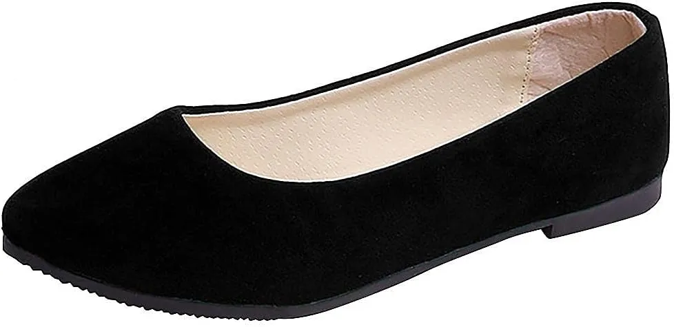 Hbeylia Women'S Square Toe Slip On Flats Fashion Casual Leather Chunky Low Heels Ballet Flats Wide Comfortable Walking Shoes Slip-On Loafers Dress Oxfords For Women Ladies