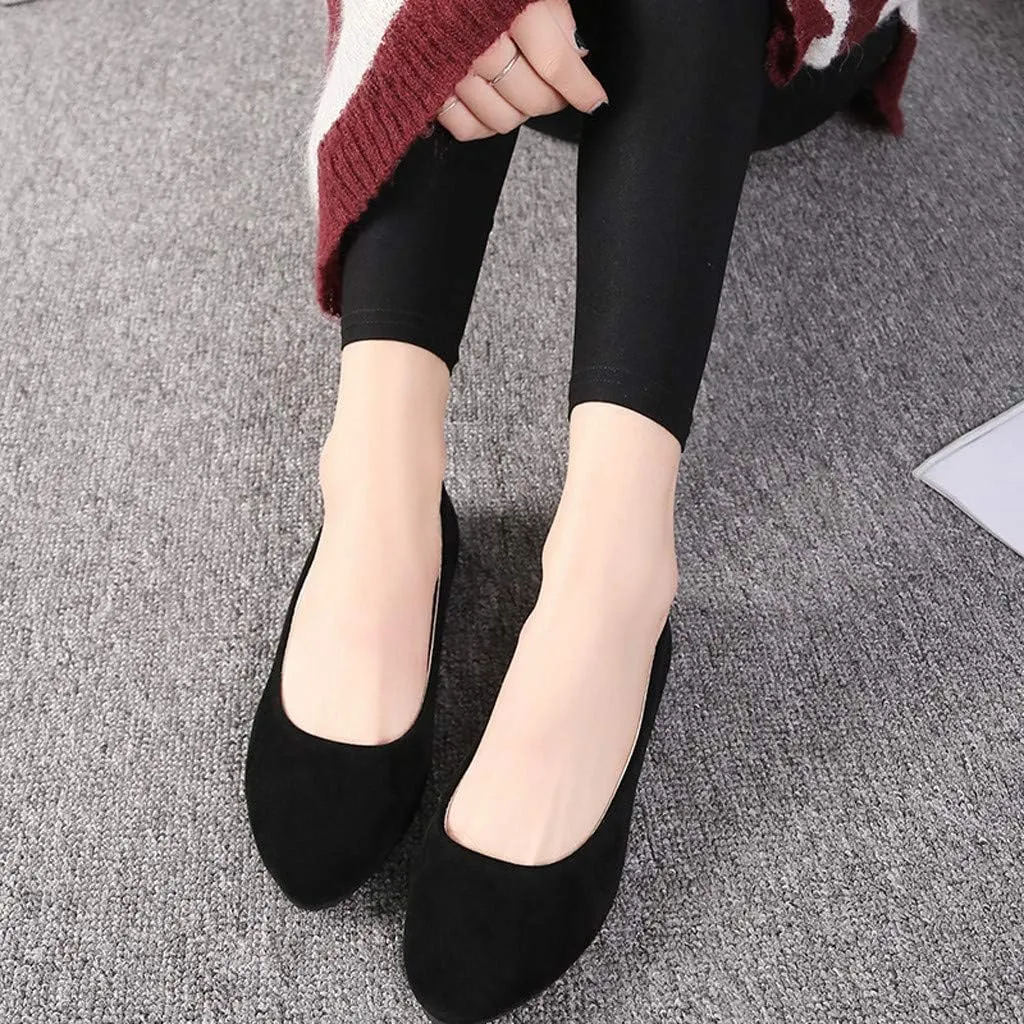 Hbeylia Women'S Square Toe Slip On Flats Fashion Casual Leather Chunky Low Heels Ballet Flats Wide Comfortable Walking Shoes Slip-On Loafers Dress Oxfords For Women Ladies