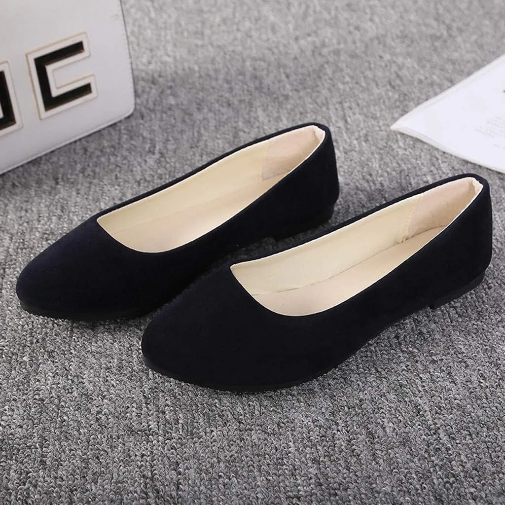 Hbeylia Women'S Square Toe Slip On Flats Fashion Casual Leather Chunky Low Heels Ballet Flats Wide Comfortable Walking Shoes Slip-On Loafers Dress Oxfords For Women Ladies