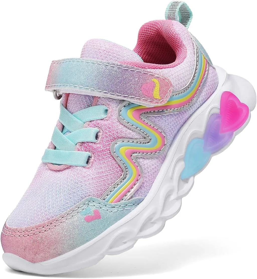 HEVA Girls Boys Lightweight Mesh Sneakers Casual Athletic Shoes Breathable Running Tennis Shoes Toddler/Little Kids