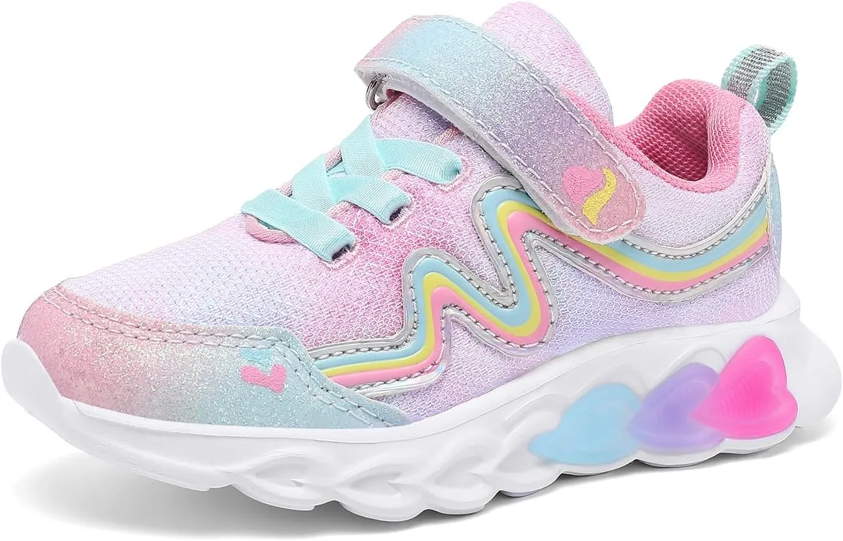 HEVA Girls Boys Lightweight Mesh Sneakers Casual Athletic Shoes Breathable Running Tennis Shoes Toddler/Little Kids