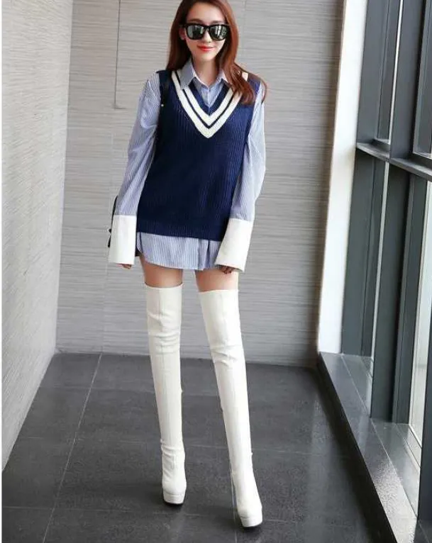 High heeled knee boots