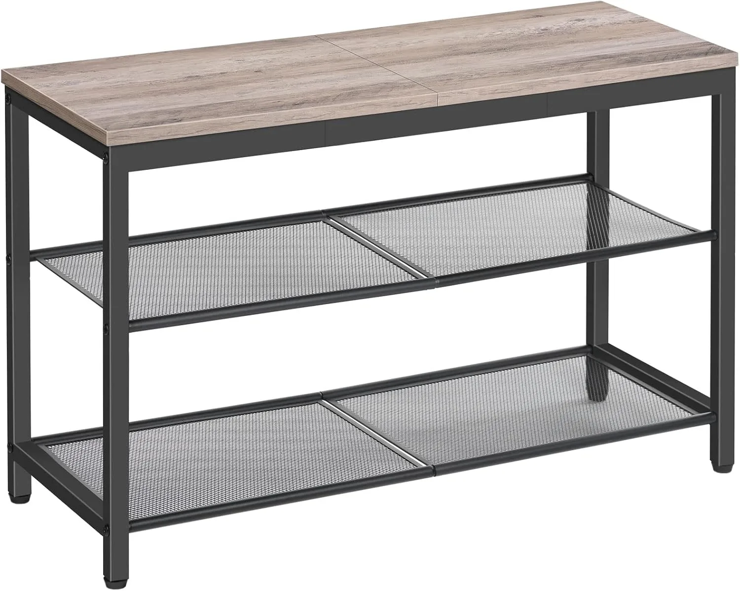 HOOBRO Shoe Bench, 3-Tier Shoe Rack, Industrial Shoe Organizer Storage Bench, 29.5 inches Entry Bench with Mesh Shelves, for Entryway, Living Room, Hallway, Easy Assembly, Greige BG75HX01