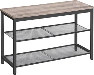 HOOBRO Shoe Bench, 3-Tier Shoe Rack, Industrial Shoe Organizer Storage Bench, 29.5 inches Entry Bench with Mesh Shelves, for Entryway, Living Room, Hallway, Easy Assembly, Greige BG75HX01