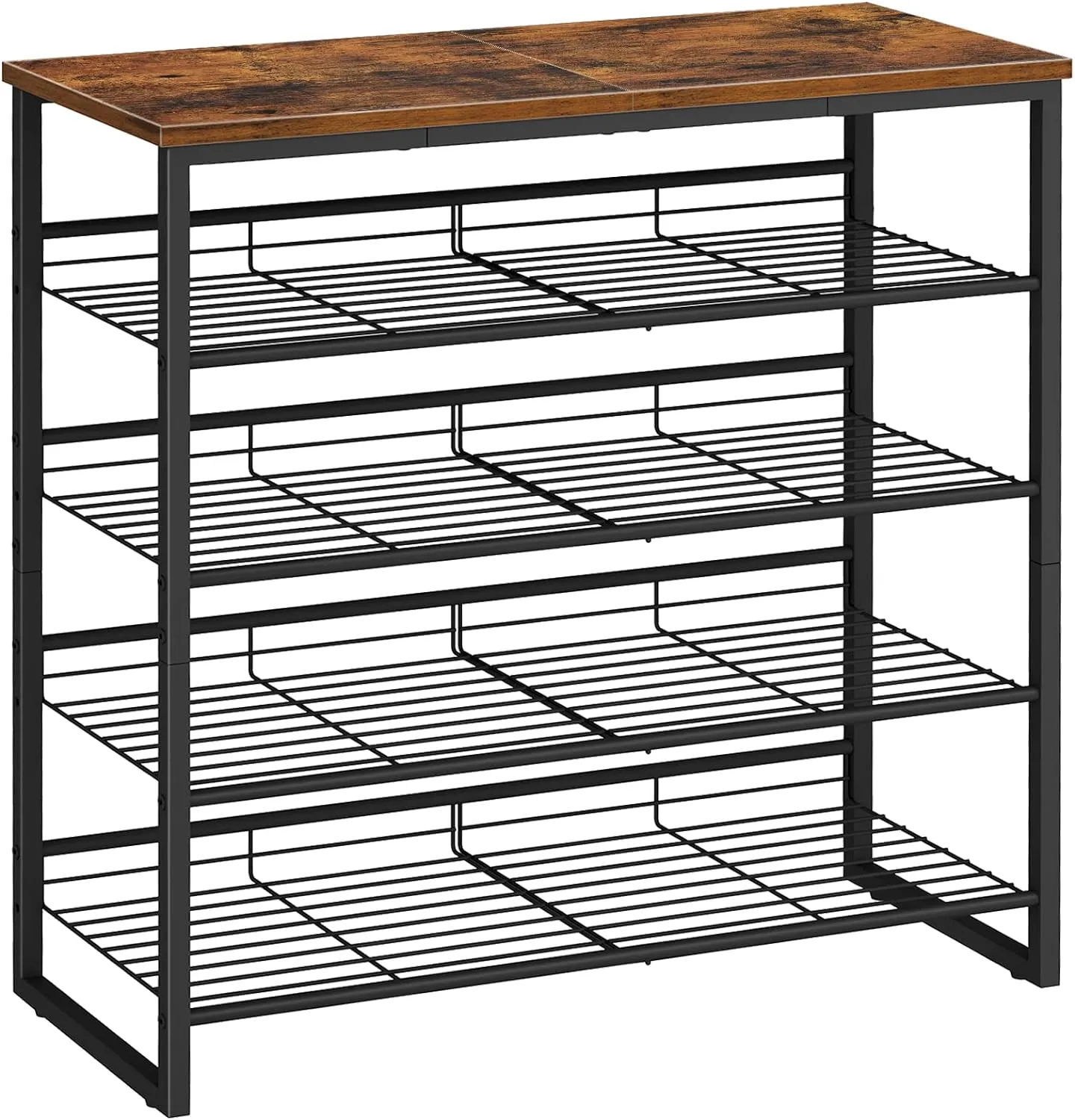HOOBRO Shoe Rack, 5 Tier Shoe Organizer, Adjustable Shoe Shelves, Flat or Slanted, Holds 16-20 Pairs, Stable and Durable for Entryway, Closet, Rustic Brown and Black BF08XJ01