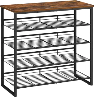 HOOBRO Shoe Rack, 5 Tier Shoe Organizer, Adjustable Shoe Shelves, Flat or Slanted, Holds 16-20 Pairs, Stable and Durable for Entryway, Closet, Rustic Brown and Black BF08XJ01