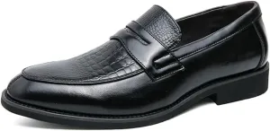 HuitJours Men Two Tone Colors Penny Loafer Slip On Pull on Dress Shoes Casual Boat Shoes Moccasins