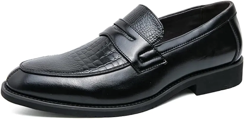 HuitJours Men Two Tone Colors Penny Loafer Slip On Pull on Dress Shoes Casual Boat Shoes Moccasins