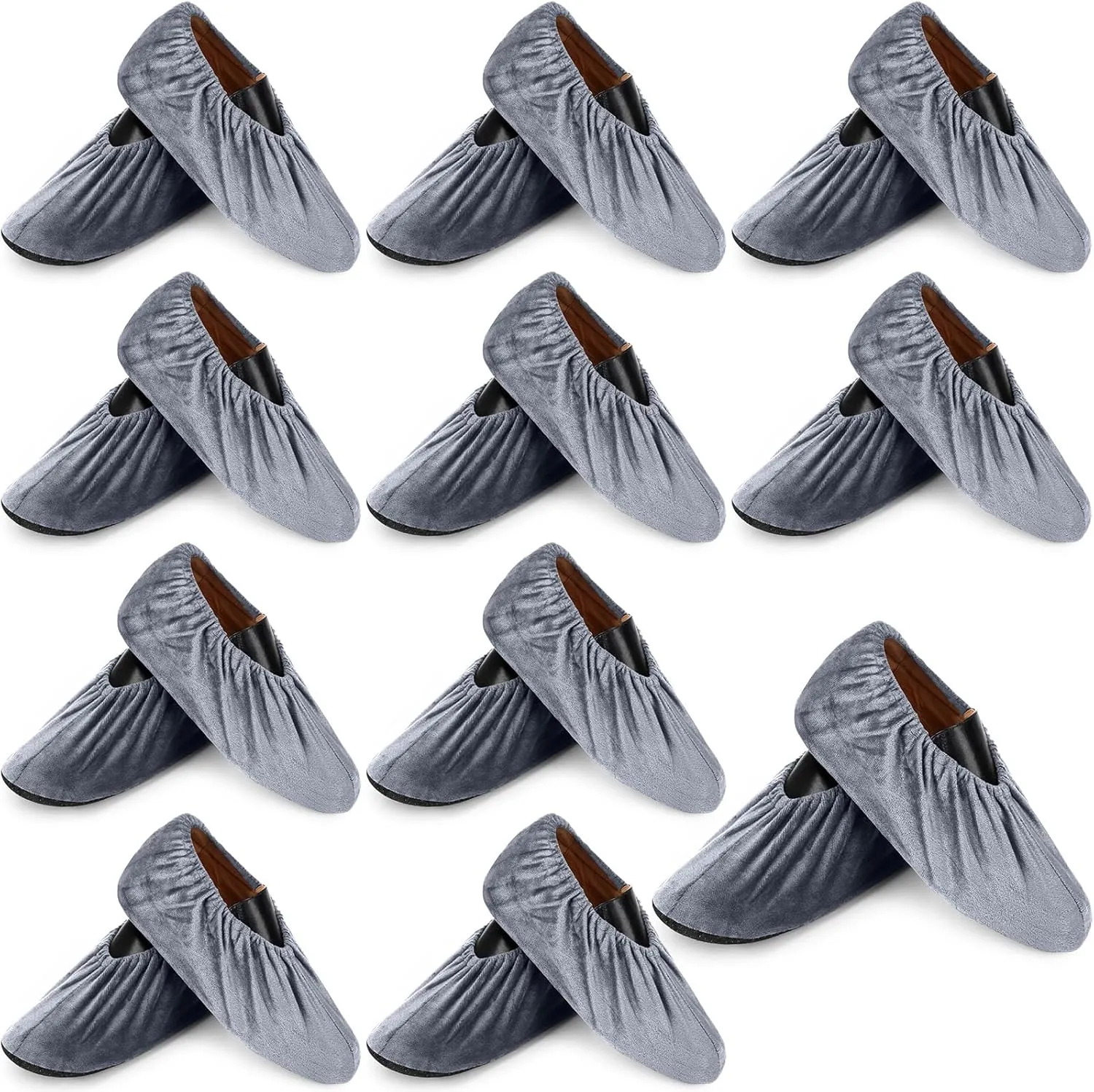 JaGely 11 Pairs Reusable Non Slip Cloth Shoe Covers Washable Thickened Boot Shoe Covers for Indoors and Households (Grey)