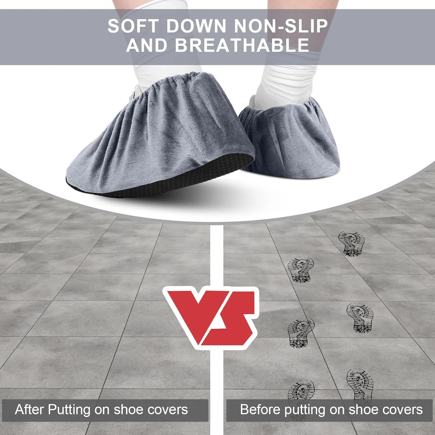 JaGely 11 Pairs Reusable Non Slip Cloth Shoe Covers Washable Thickened Boot Shoe Covers for Indoors and Households (Grey)