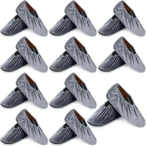 JaGely 11 Pairs Reusable Non Slip Cloth Shoe Covers Washable Thickened Boot Shoe Covers for Indoors and Households (Grey)