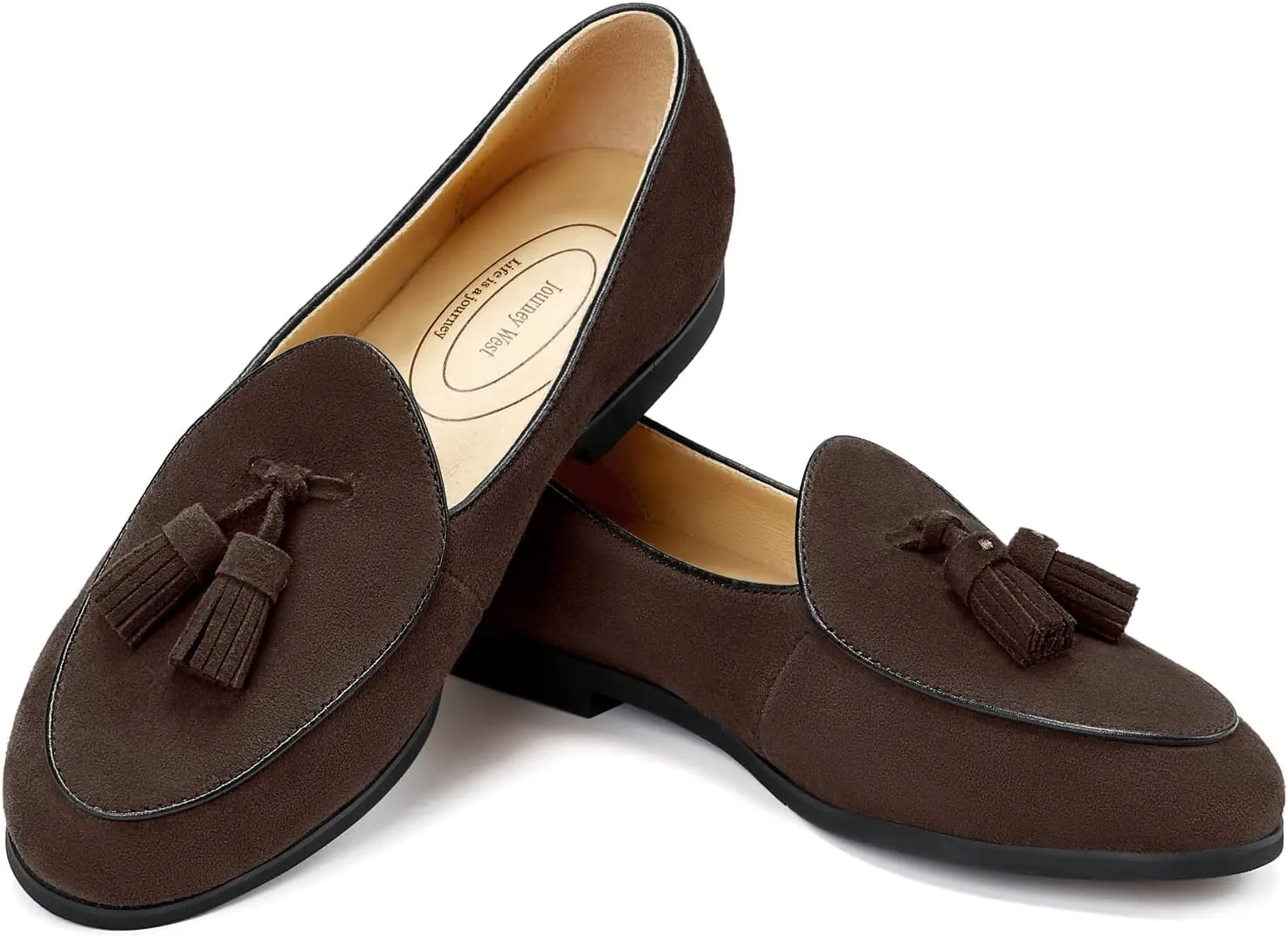 Journey West Suede Tassel Loafer for Women Slip-on Belgian Penny Loafers Shoes for Women in Many Colors