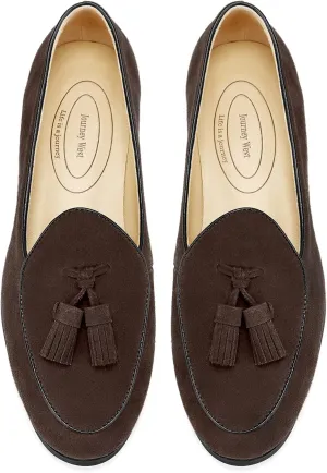 Journey West Suede Tassel Loafer for Women Slip-on Belgian Penny Loafers Shoes for Women in Many Colors