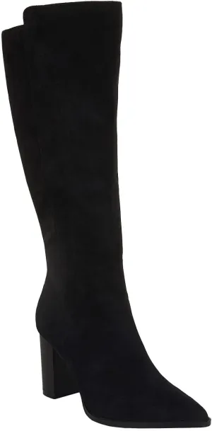 Juliet Holy Women's Knee High Boots Stacked Block Heel Wide Calf Closed Pointed Toe Riding Boots