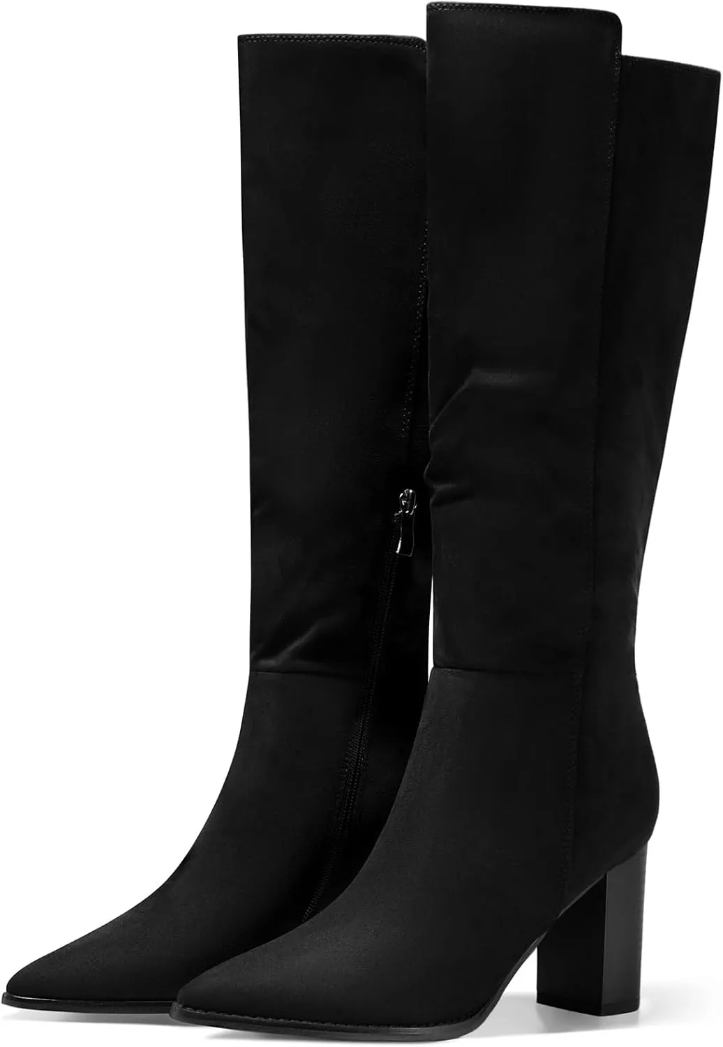 Juliet Holy Women's Knee High Boots Stacked Block Heel Wide Calf Closed Pointed Toe Riding Boots