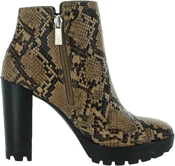 Justin Snake Print Heeled Bootie with Polar Grip Toffee / 5.5