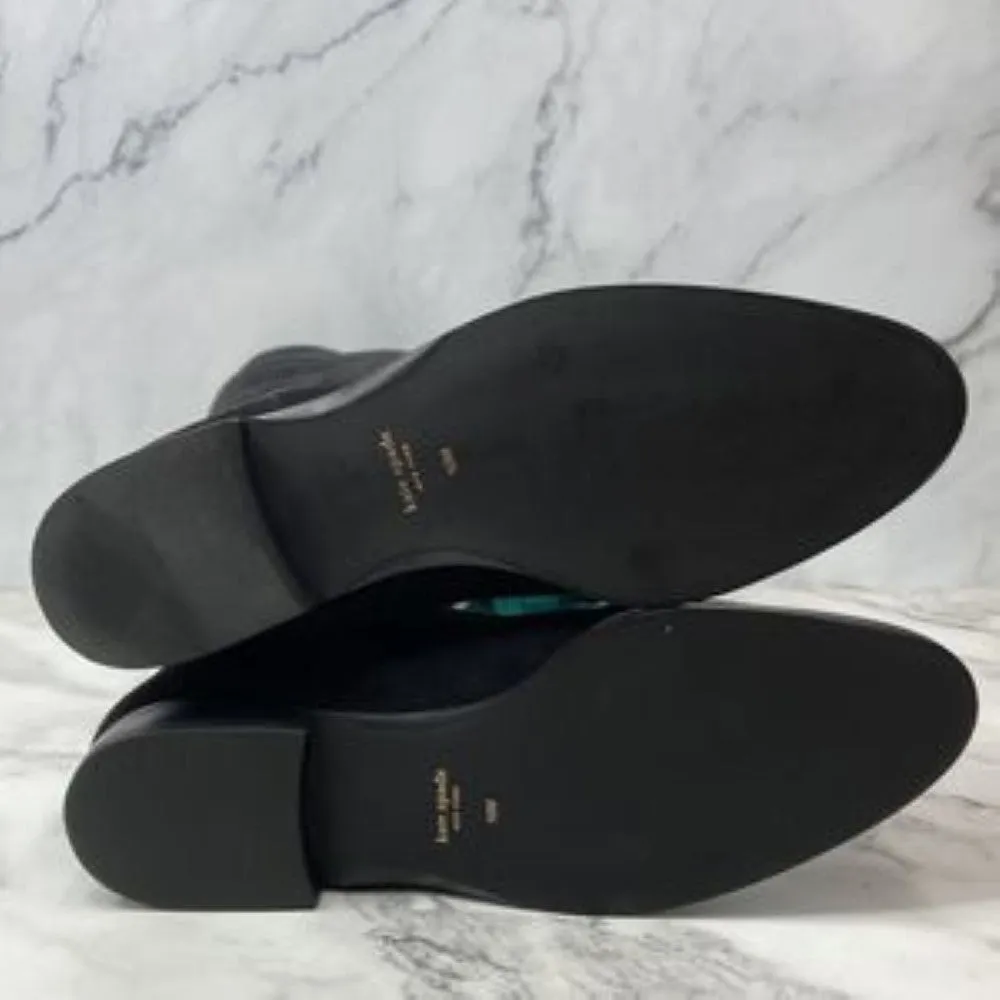 KATE SPADE NEW YORK Verona Black Suede Leather Riding Boots