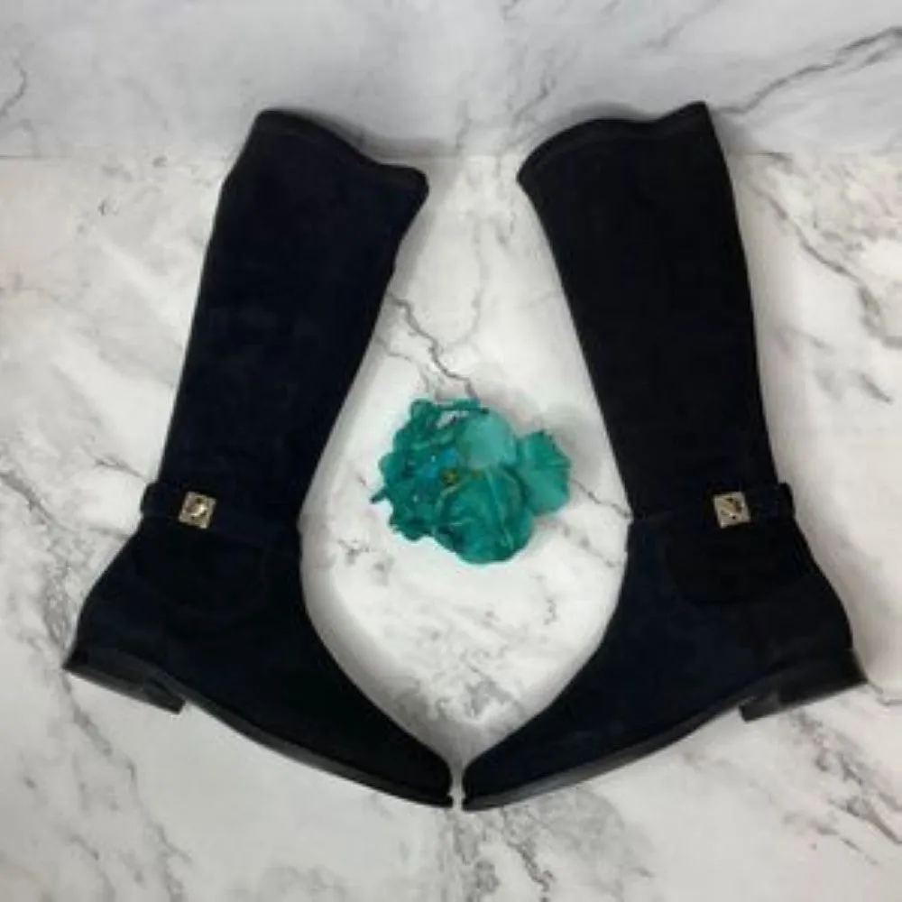 KATE SPADE NEW YORK Verona Black Suede Leather Riding Boots