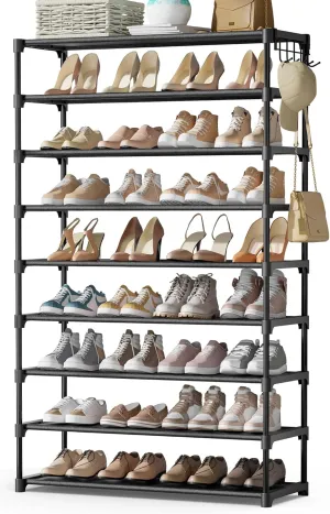 Kitsure Shoe Rack - Premium Non-Woven Shoe Rack Shelf, Shoe Organizer for Closet, Entryway, Garage & Corridor, Sturdy & Durable Long Stackable Shoe Shelves, 5X-Large, Black