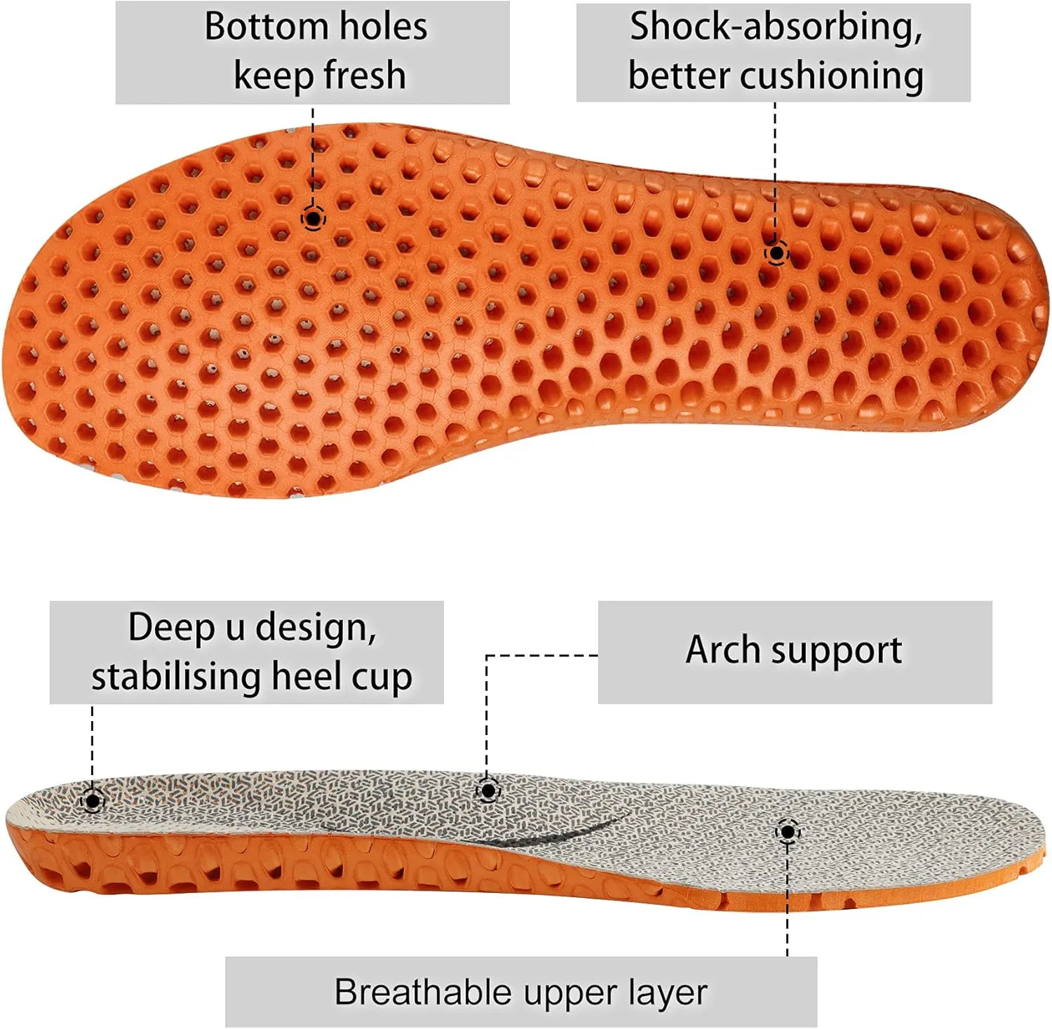 Knixmax Women's Sport Shoe Insoles Original Replacement Inserts Orthotic Water Sandal Liners Arch Support Breathable Cushioning Sneaker Pads Relieve Foot Pain Plantar Fasciitis Insoles Beige EU 36