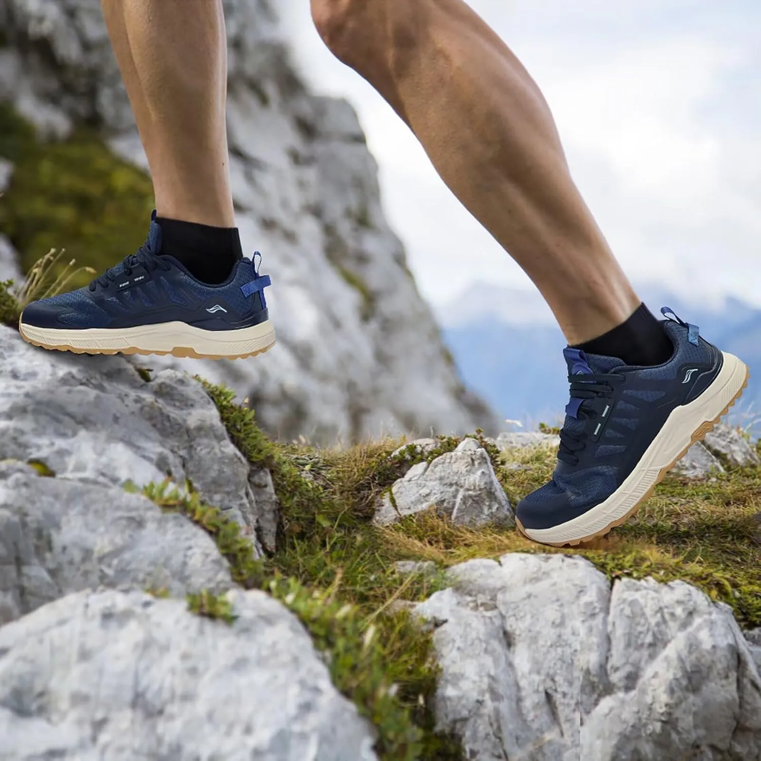 Lamincoa Wide Men's Sneakers Hiking Walking Lightweight Breathable Shoe Non-Slip Outdoor Sports Trail Running Tennis Sneaker