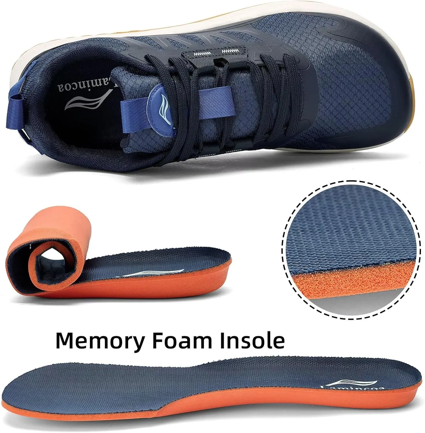 Lamincoa Wide Men's Sneakers Hiking Walking Lightweight Breathable Shoe Non-Slip Outdoor Sports Trail Running Tennis Sneaker