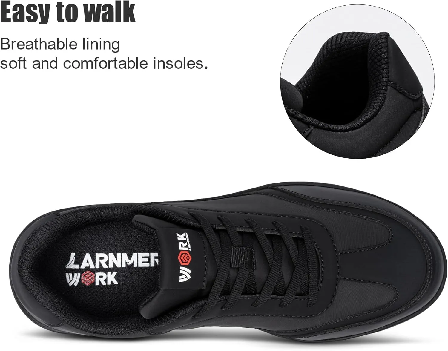 LARNMERN Steel Toe Shoes for Men Waterproof Slip Resistant Work Sneakers Athletic Durable Lightweight Comfortable Water Resistant Indestructible Construction Tennis Air Cushion