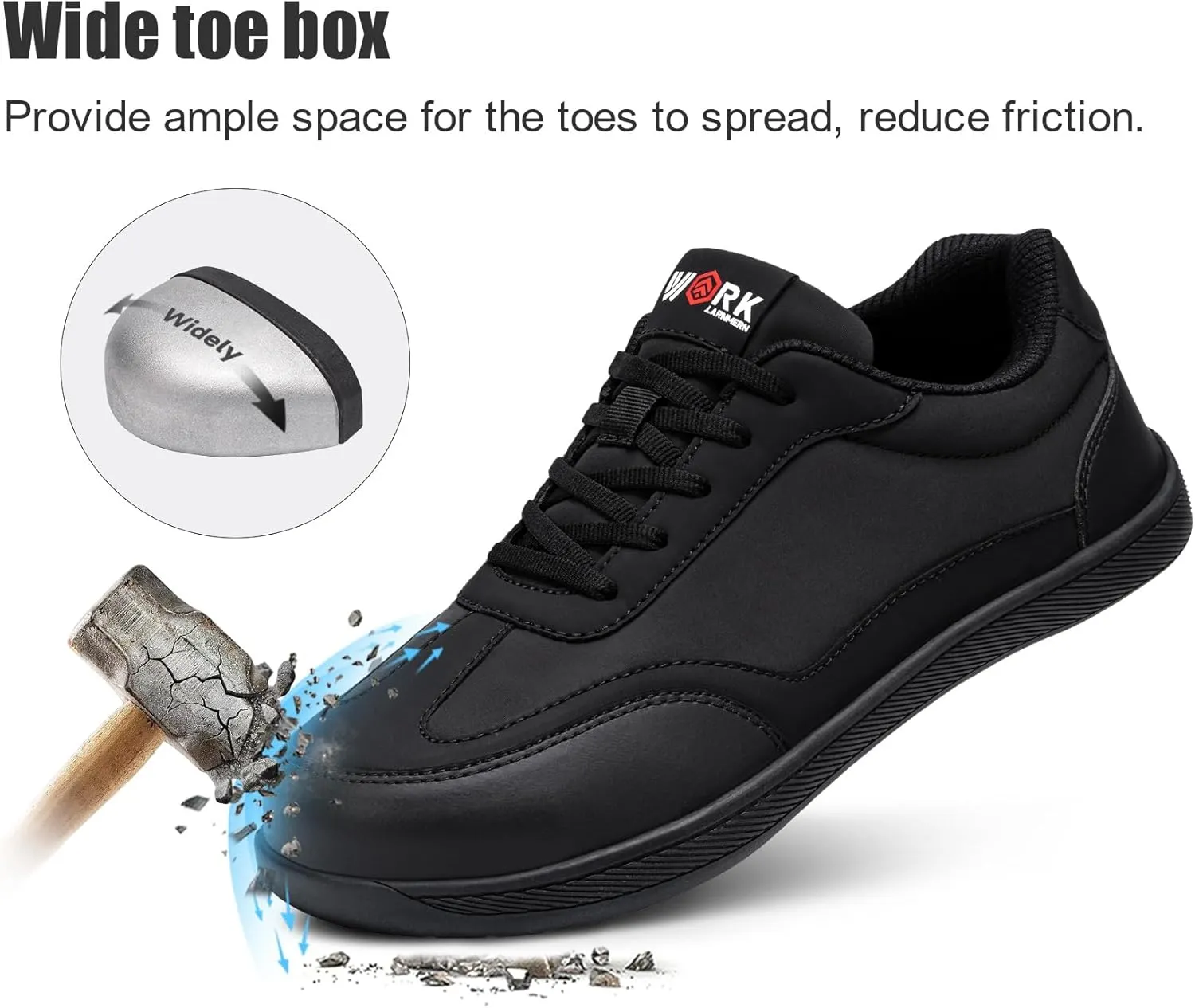 LARNMERN Steel Toe Shoes for Men Waterproof Slip Resistant Work Sneakers Athletic Durable Lightweight Comfortable Water Resistant Indestructible Construction Tennis Air Cushion