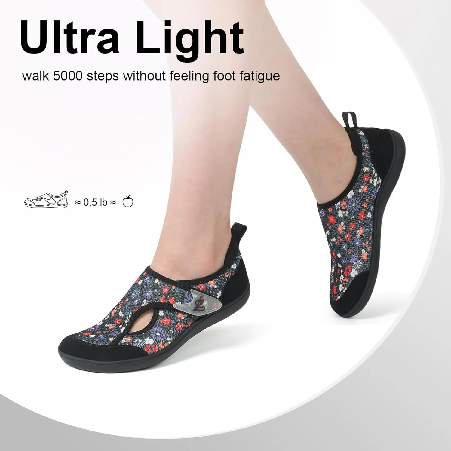 LeIsfIt Womens Wide Diabetic Shoes Adjustable Barefoot Walking Shoes Breathable Zero Drop Sneakers for Wide Width Arthritis Edema Feet Size 6-12