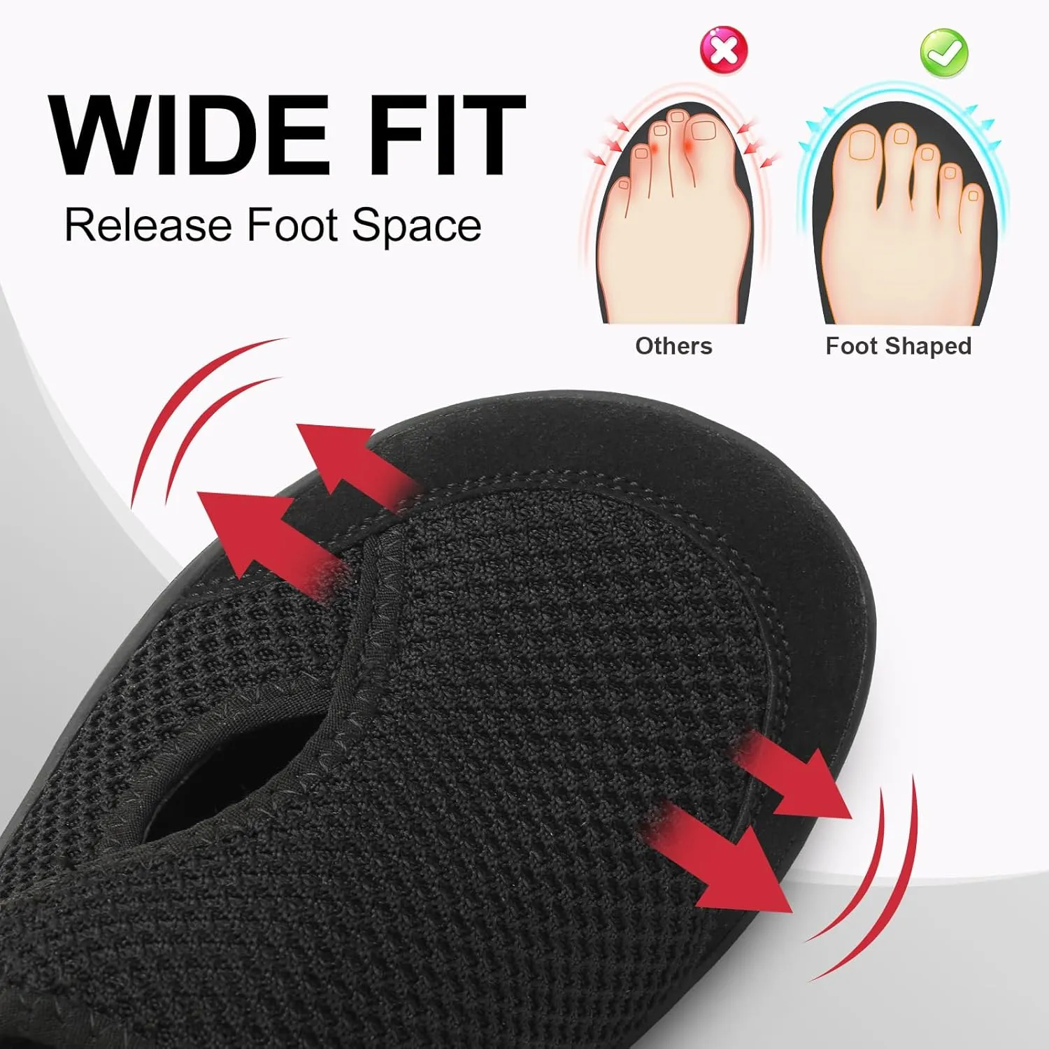 LeIsfIt Womens Wide Diabetic Shoes Adjustable Barefoot Walking Shoes Breathable Zero Drop Sneakers for Wide Width Arthritis Edema Feet Size 6-12