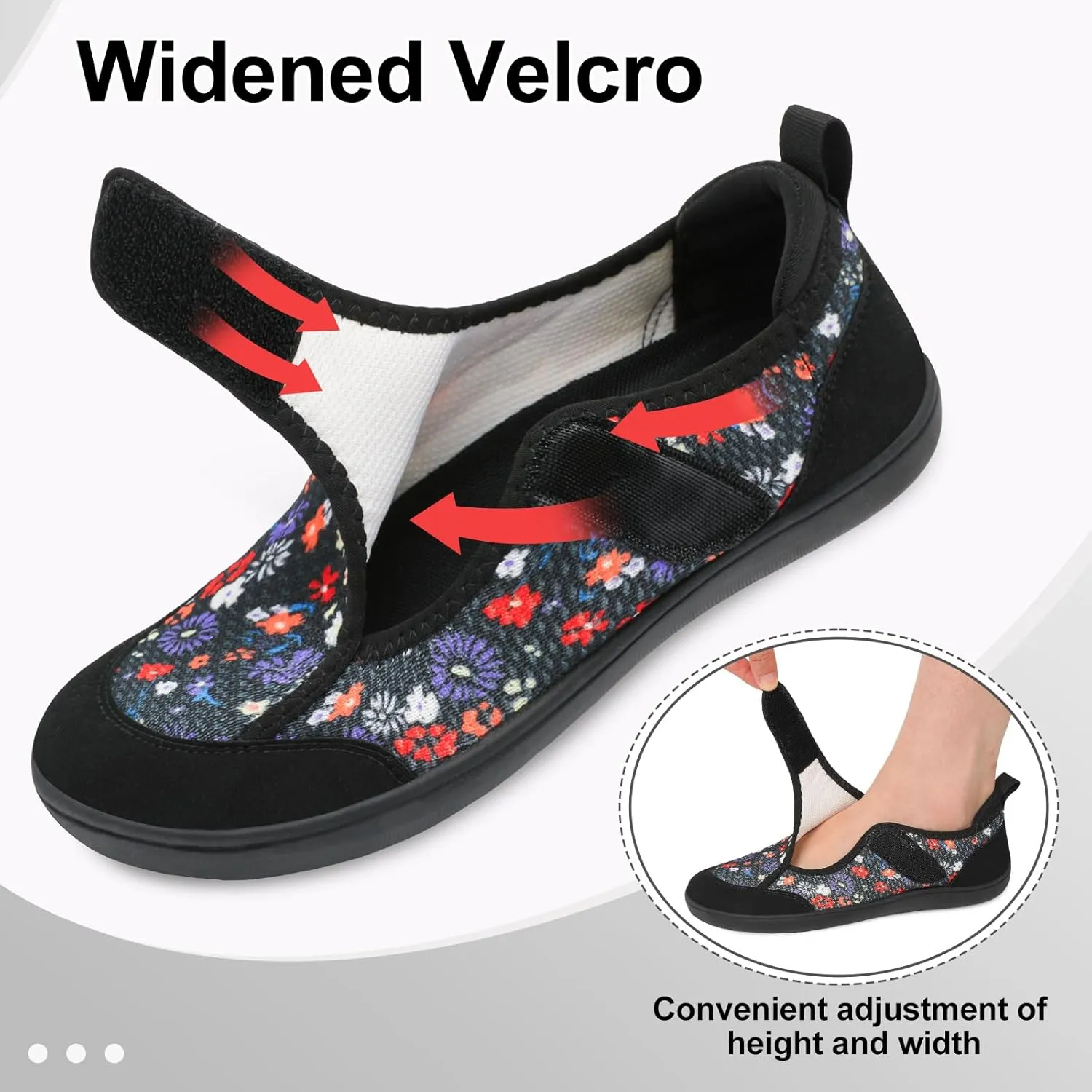 LeIsfIt Womens Wide Diabetic Shoes Adjustable Barefoot Walking Shoes Breathable Zero Drop Sneakers for Wide Width Arthritis Edema Feet Size 6-12