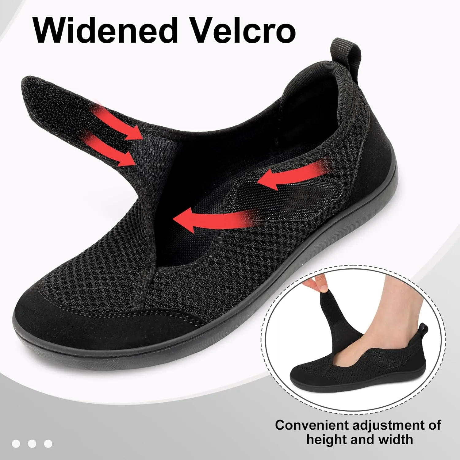 LeIsfIt Womens Wide Diabetic Shoes Adjustable Barefoot Walking Shoes Breathable Zero Drop Sneakers for Wide Width Arthritis Edema Feet Size 6-12