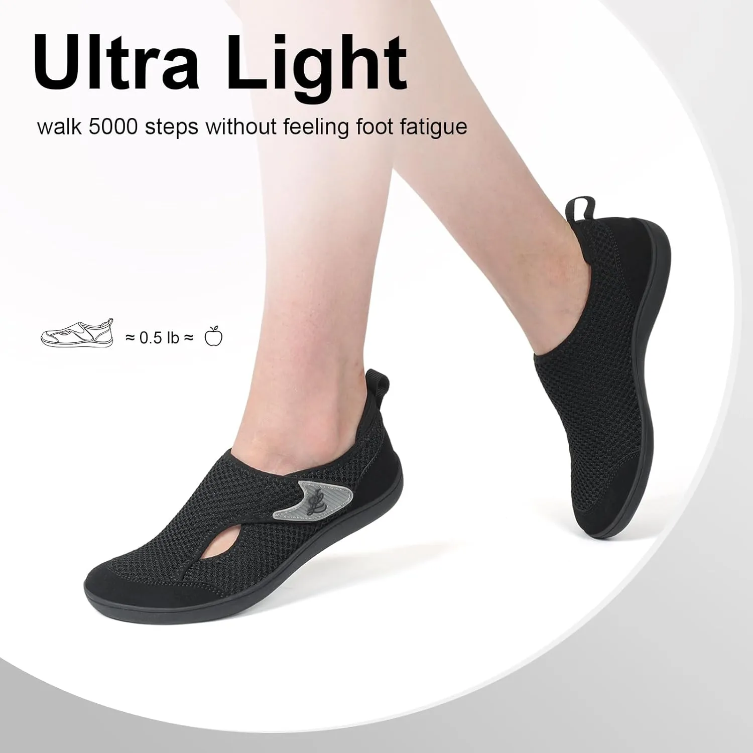 LeIsfIt Womens Wide Diabetic Shoes Adjustable Barefoot Walking Shoes Breathable Zero Drop Sneakers for Wide Width Arthritis Edema Feet Size 6-12