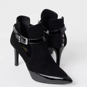 Lodi Black Patent and Suede Leather Ankle Boots