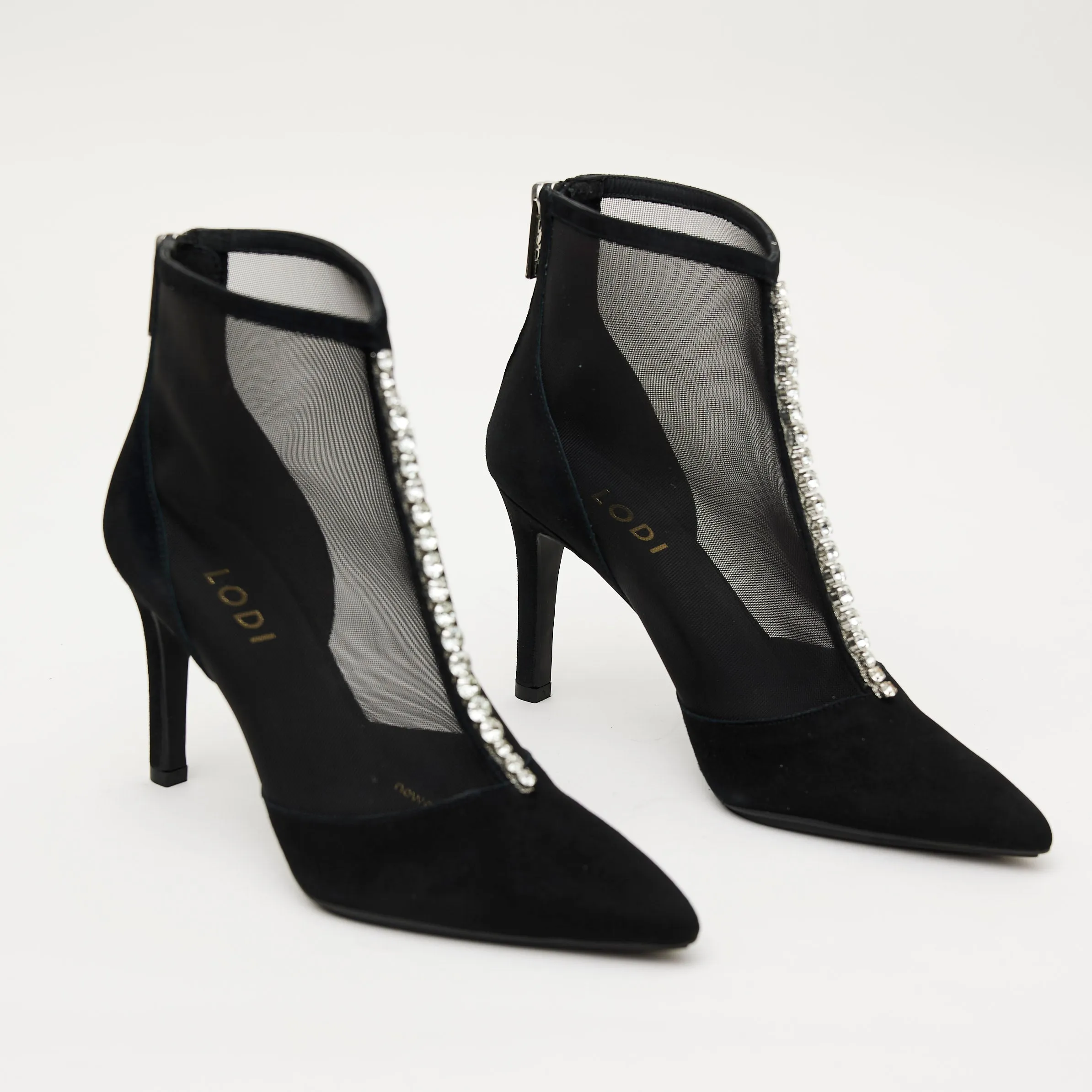 Lodi Black Suede and Swarovski Ankle Boots