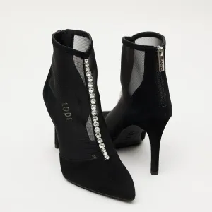 Lodi Black Suede and Swarovski Ankle Boots