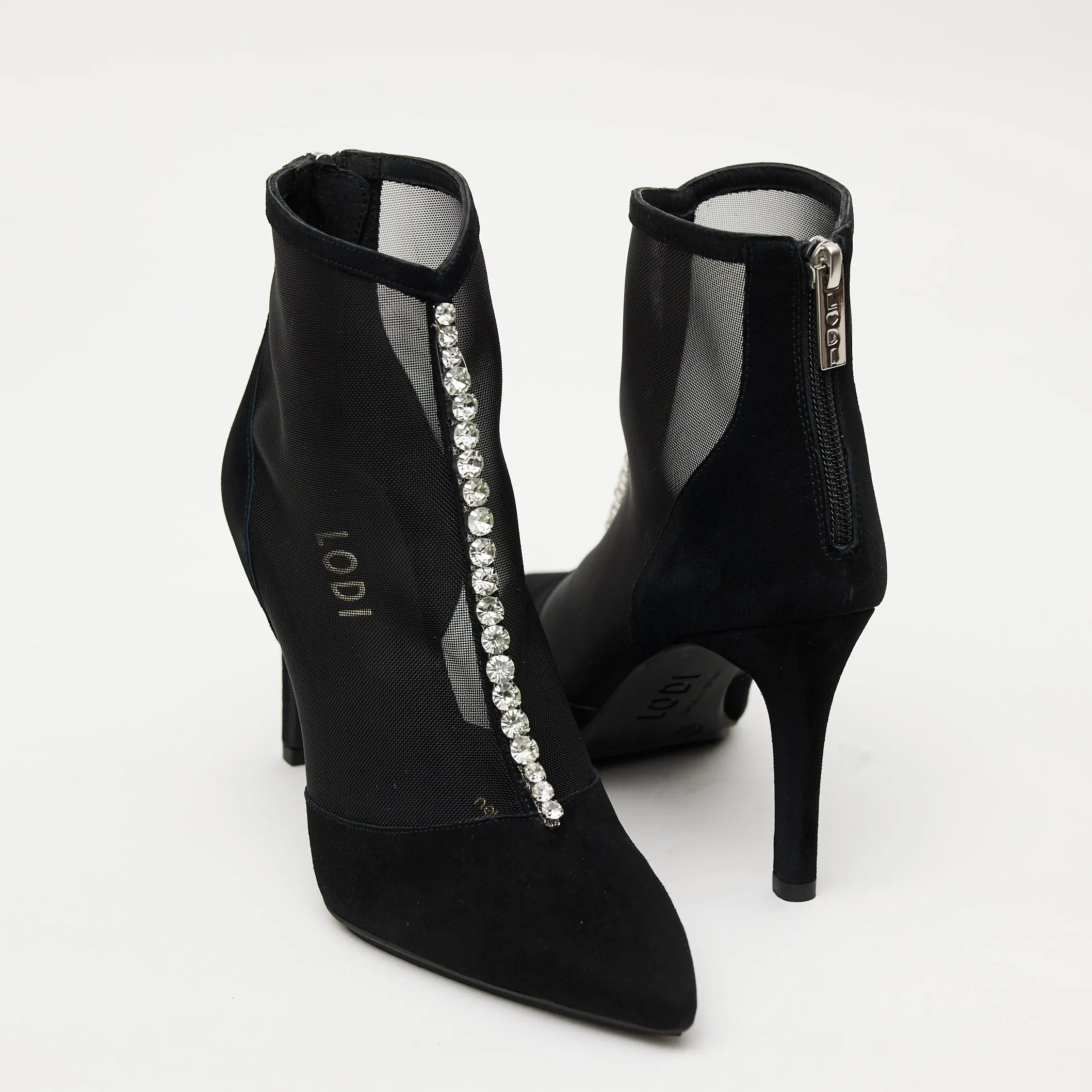 Lodi Black Suede and Swarovski Ankle Boots