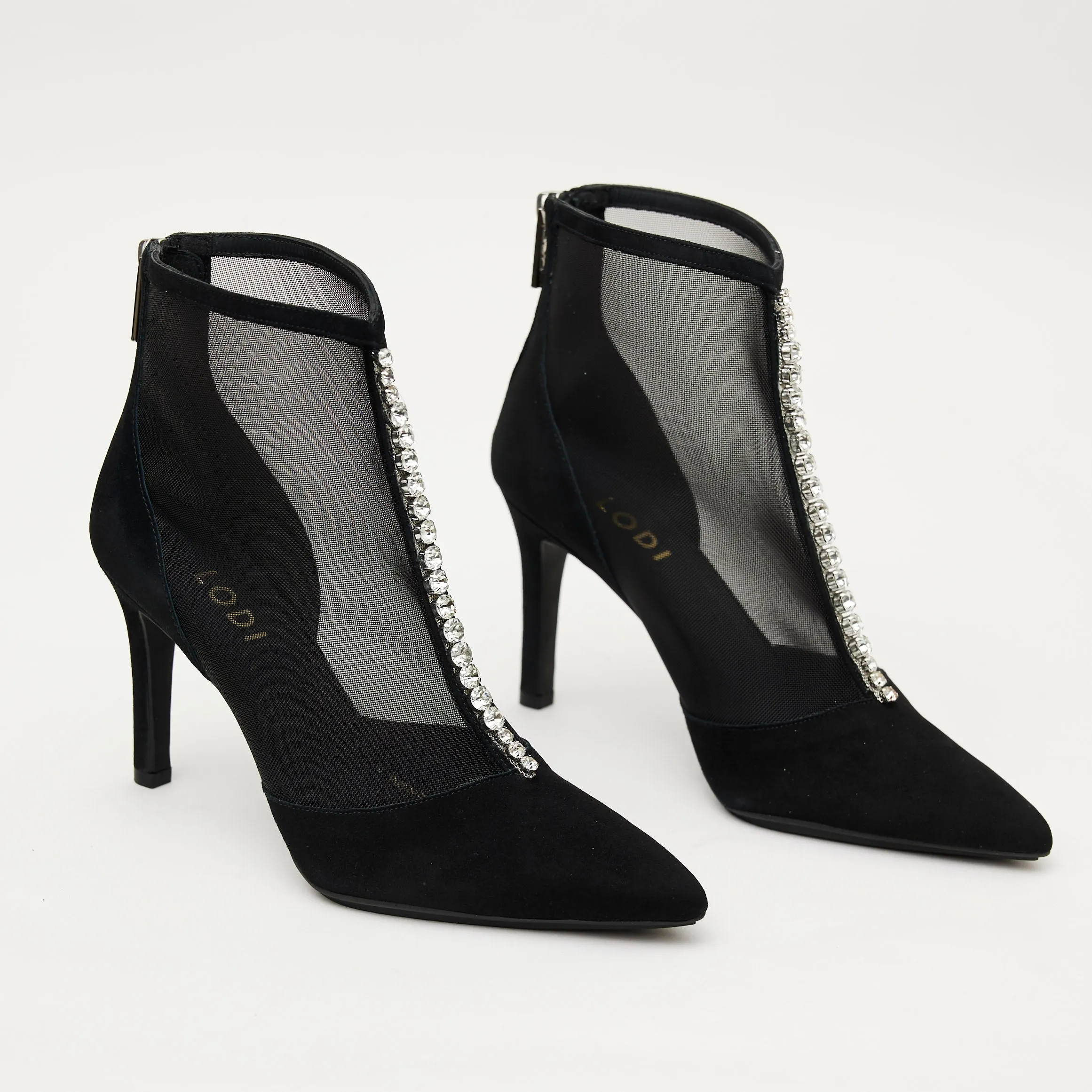 Lodi Black Suede and Swarovski Ankle Boots