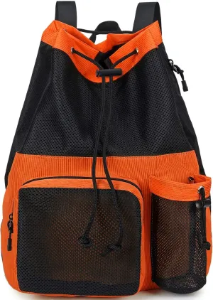 Lohol Large Mesh Drawstring Backpack with Shoe Bag, Durable Swimming String Sack with Handle for Sports Gym Yoga Beach Travel