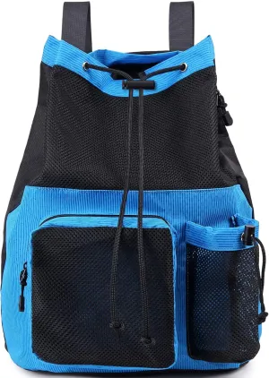 Lohol Large Mesh Drawstring Backpack with Shoe Bag, Durable Swimming String Sack with Handle for Sports Gym Yoga Beach Travel